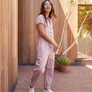 Outerknown Short sleeve Jumpsuit in Pink Moment